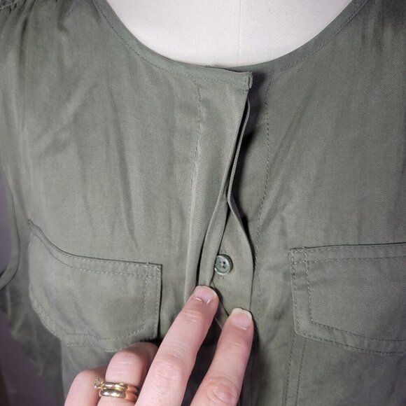 Banana Republic Women OD Green Sleeveless Romper With Pockets Size Tall L - Picture 2 of 14